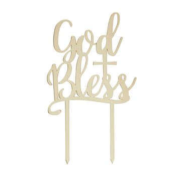 God Bless Gold Acrylic Cake Topper, 2 of 3