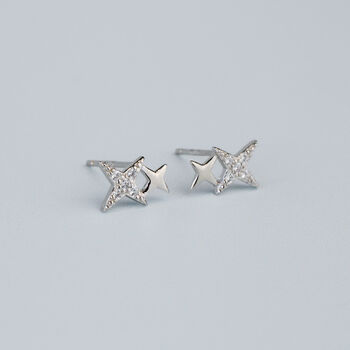 Sterling Silver Twinkling Star Stud Earrings, 3 of 6