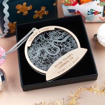 Where It All Began Snow Globe Map Christmas Bauble, 2 of 5