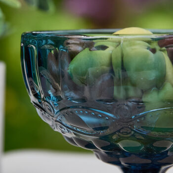 Set Of Four Blue Aurielle Glass Footed Dessert Bowls, 3 of 3