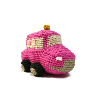 London Cab Knitted Toy In Pink And Black, 3 of 7