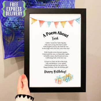 Personalised 50th Birthday Gift Print Special Poem, 2 of 7