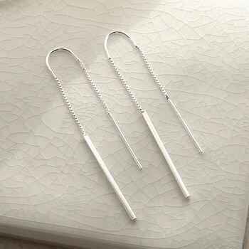 Sterling Silver Bar Threader Earrings, 3 of 5