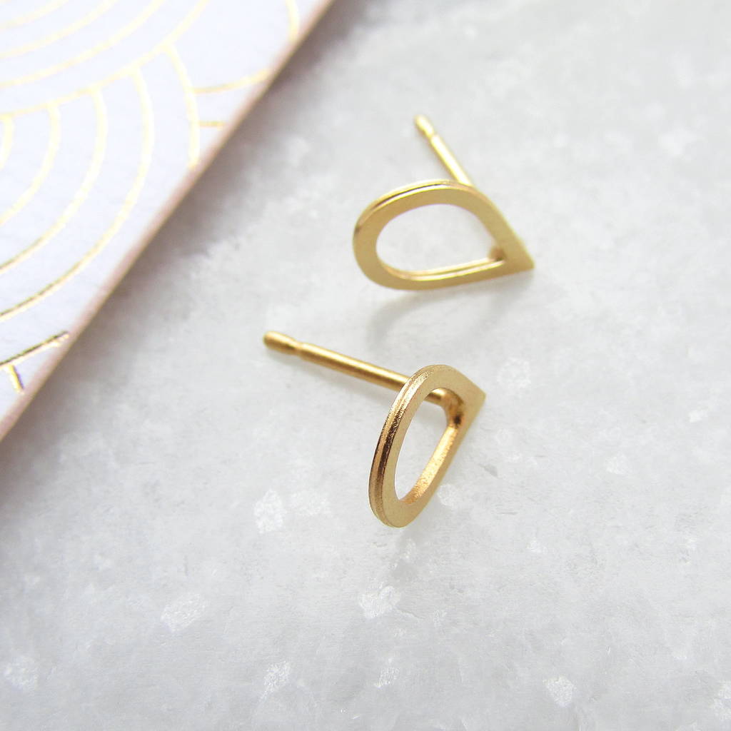 delicate gold tear drop stud earrings by misskukie | notonthehighstreet.com