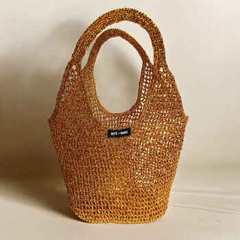 Metallic Raffia Crochet Tote Bag, 3 of 7