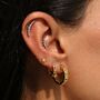 Gold Rainbow Gemstone Huggie Hoop Earrings, thumbnail 6 of 9