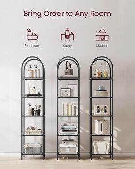 Five Tier Shelf Tempered Glass Rack Arched Design, 7 of 12