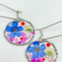 Earrings With Blue And Pink Flowers In Silver Or Gold, thumbnail 2 of 12
