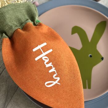 Personalised Name Easter Carrot Hunt Bag, 2 of 4