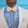 Mens Beige Gingham Print Bow Tie, thumbnail 5 of 7