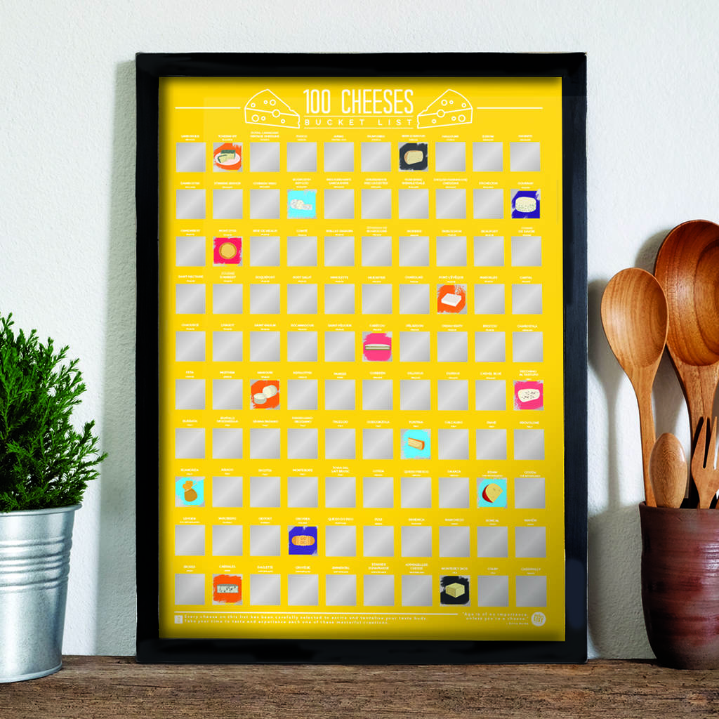 100 Cheeses Scratch Off Bucket List Poster, 1 of 2