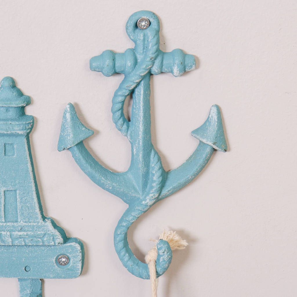 Marine Blue Anchor Wall Hook By Dibor