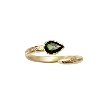 Tourmaline And 9ct Gold Snake Ring, 2 of 4