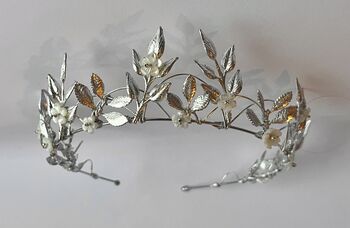 The Margot Crown Leaf Vine Mother Of Pearl Carved Shell Art Nouveau Headpiece, 12 of 12