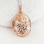 Personalised Rose Gold Plated Sterling Silver Queen Of Flowers Locket, thumbnail 1 of 10