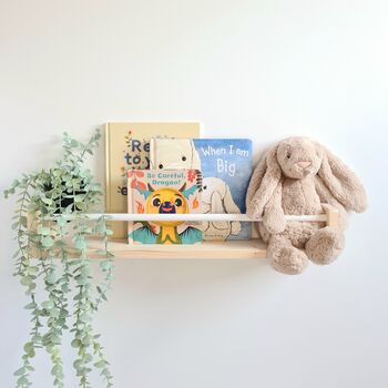 Floating Nursery Shelf With Rail, Nursery Decor Shelf, 6 of 12