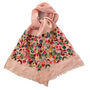 Hand Embroidered 100% Linen Scarf In Blush Pink Floral, thumbnail 1 of 6