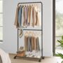 Clothes Rack Double Rod Clothing Rail Storage Shelf, thumbnail 1 of 12