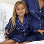 Personalised Girl's Navy Satin Pyjama's, thumbnail 1 of 4
