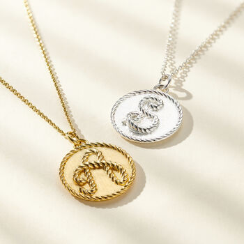 Large Rope Initial Disc Necklace, 2 of 8