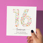 Floral Fun Personalised 16th Birthday Card, thumbnail 1 of 5