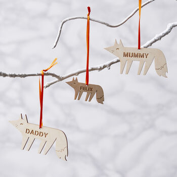 Personalised Fox Wooden Christmas Decoration, 2 of 2