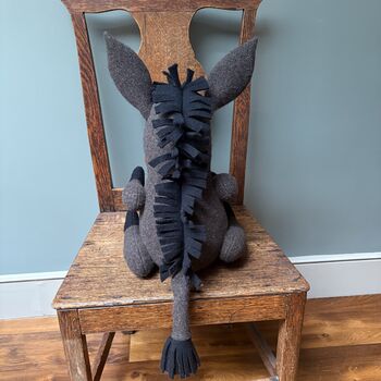 Pure Wool Donkey Soft Toy Large Handmade And Personalised, 5 of 7
