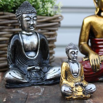 6x Silver Mini Buddha Assorted Colours, 2 of 6