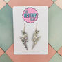 Silver Glitter Lightning Bolt Earrings Small And Large, thumbnail 1 of 10