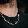 Mens Gold 7mm Stainless Steel Mariner Link Chain Necklace, thumbnail 7 of 10