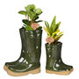 Personalised Dark Green Welly Boot Planters Gift Set, thumbnail 2 of 10