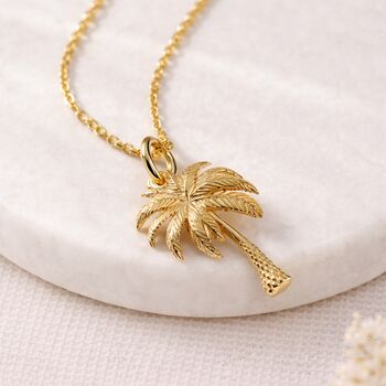 Personalised Gold Plated Sterling Silver Palm Tree Pendant Necklace, 2 of 7