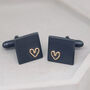 Personalised Wedding Cufflinks. Black 9ct Gold Heart, thumbnail 4 of 11