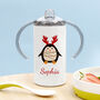 Personalised Christmas Penguin Kids Sippy Cup, thumbnail 1 of 7