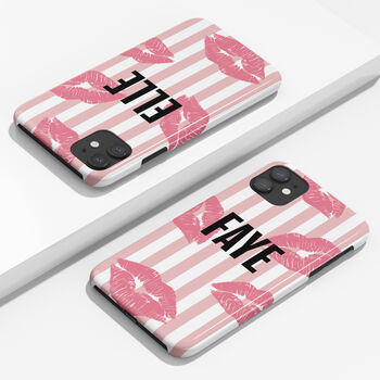 Personalised Pink Stripes Phone Case, 3 of 4
