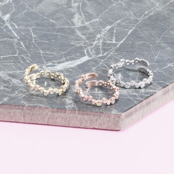 Pave Stacking Rings In Silver, Gold And Rose Gold Plate, 5 of 10