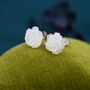 Hand Carved Mother Of Pearl Rose Flower Stud Earrings, thumbnail 5 of 9