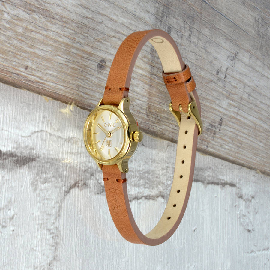 conwy petite leather strap watch by owl watches