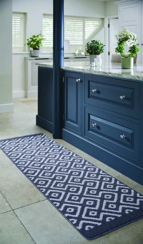 My Stain Resistant Durable Mats Cosy Geo Navy By Hug Rug