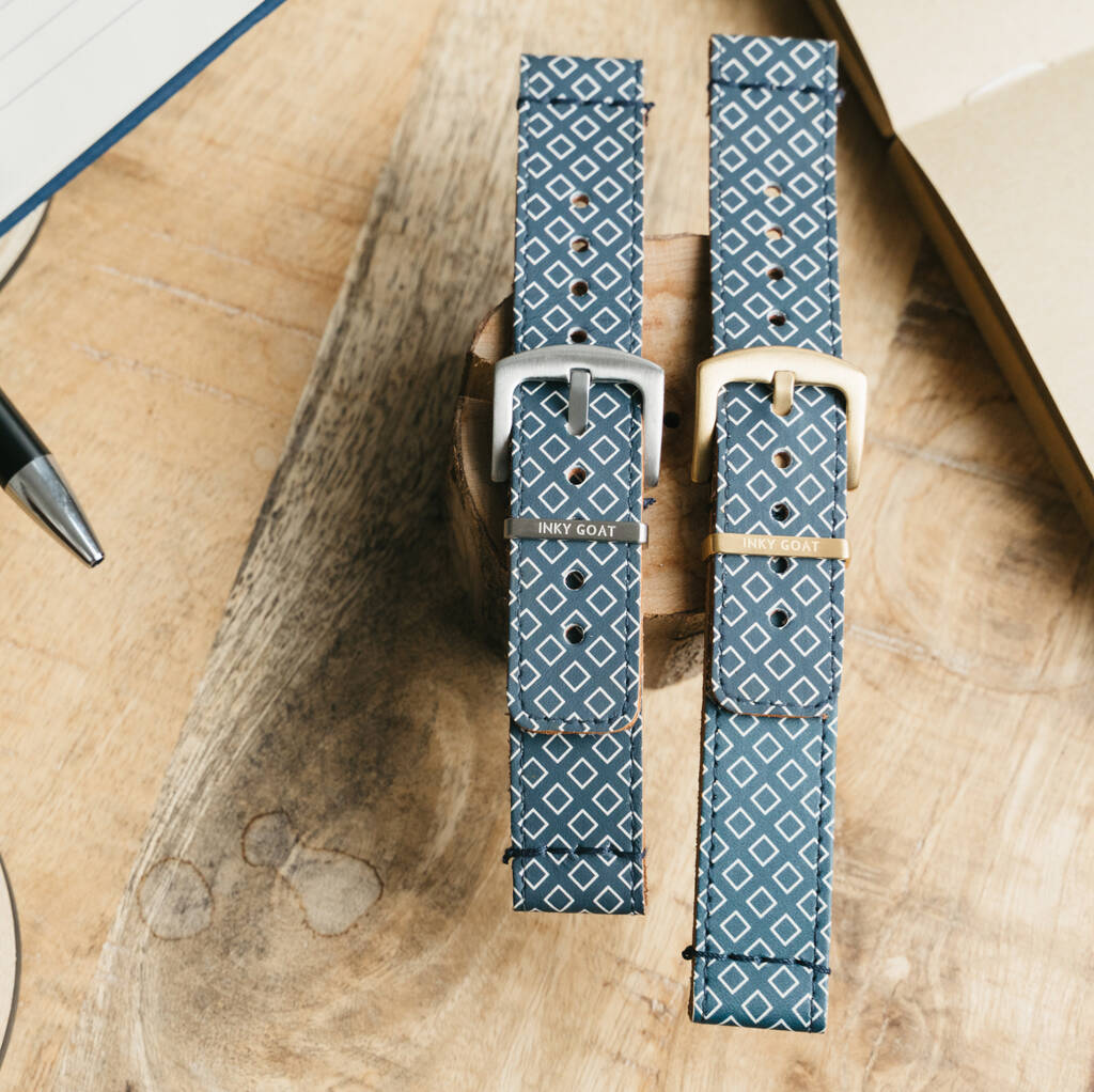 'Navy Tie' Leather Smartwatch Strap; Handmade Band, 1 of 9