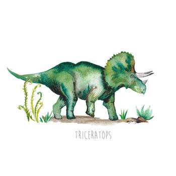 Personalised Triceratops Art Print, 2 of 4