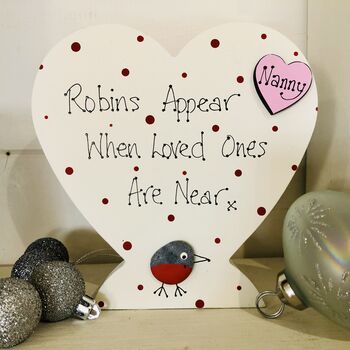 Personalised Memorial Robin Heart Christmas Decoration, 2 of 3