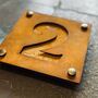 Corten Steel House Number Double Layer, thumbnail 7 of 10