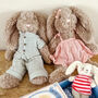 Plush Bunny In Cotton Outfit Soft Toy Children's Easter Gift, thumbnail 1 of 9