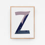 Purple And Blue Personalised Initial Letter Art Print, thumbnail 12 of 12