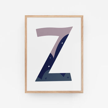 Purple And Blue Personalised Initial Letter Art Print, 12 of 12