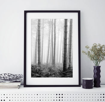 Black And White Forest Trees Unframed Print, 4 of 4