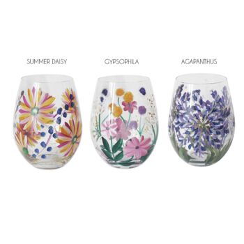 Hand Painted Flower Glass Tumblers, 4 of 8