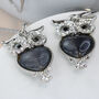Zircon Moonstone Owl Earrings Gold/Silver Plated, thumbnail 3 of 8