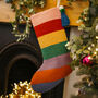 Christmas Stocking In Bold Rainbow Stripe Punch Needle, thumbnail 3 of 6